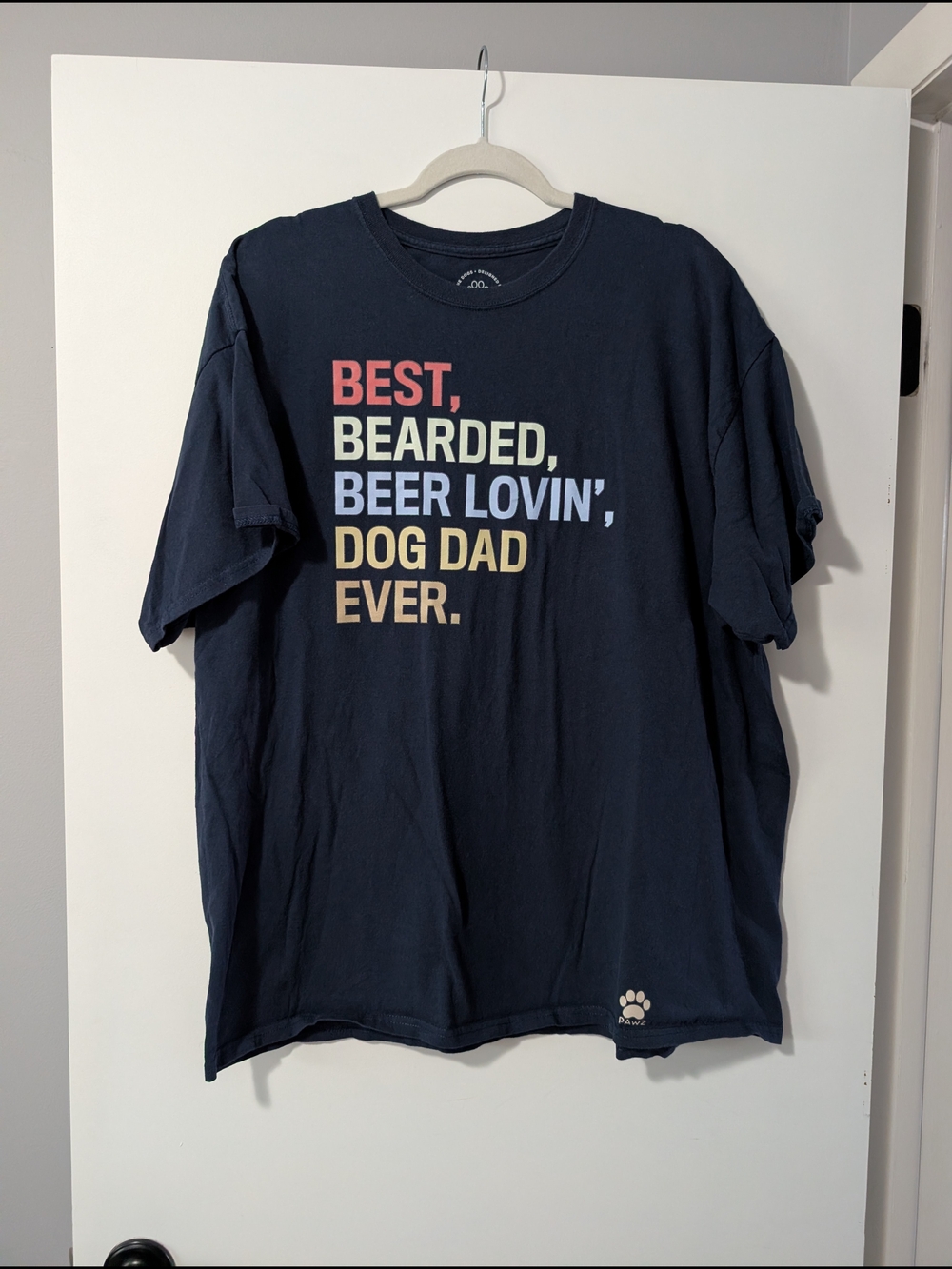 PAWZ Navy Short Sleeve Tee with Multi-Color Text